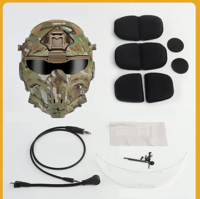 Tactical Assault Helmet with Fans and Headphone For Hunting Motorcycle Cosplay Protective Gear Full Covered Mask Fast Helmet