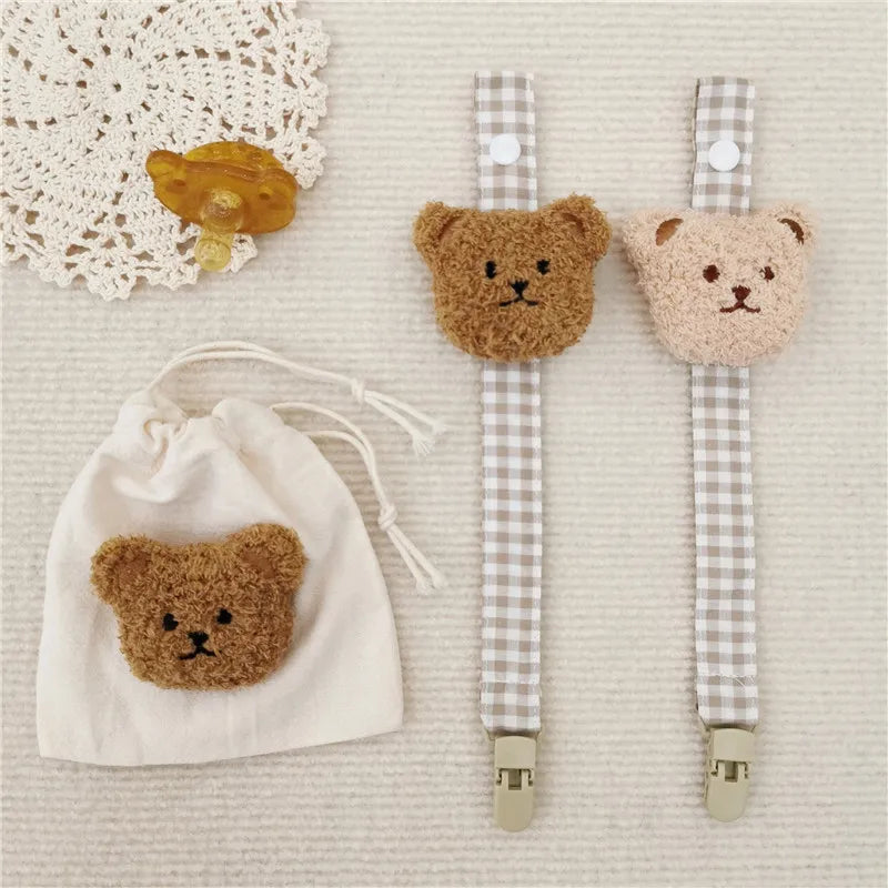 Cute Bear Baby Pacifier Clip Chain Dummy Holder Soother Pacifier Clips Strap Nipple Holder Infant Feeding Babies Accessories