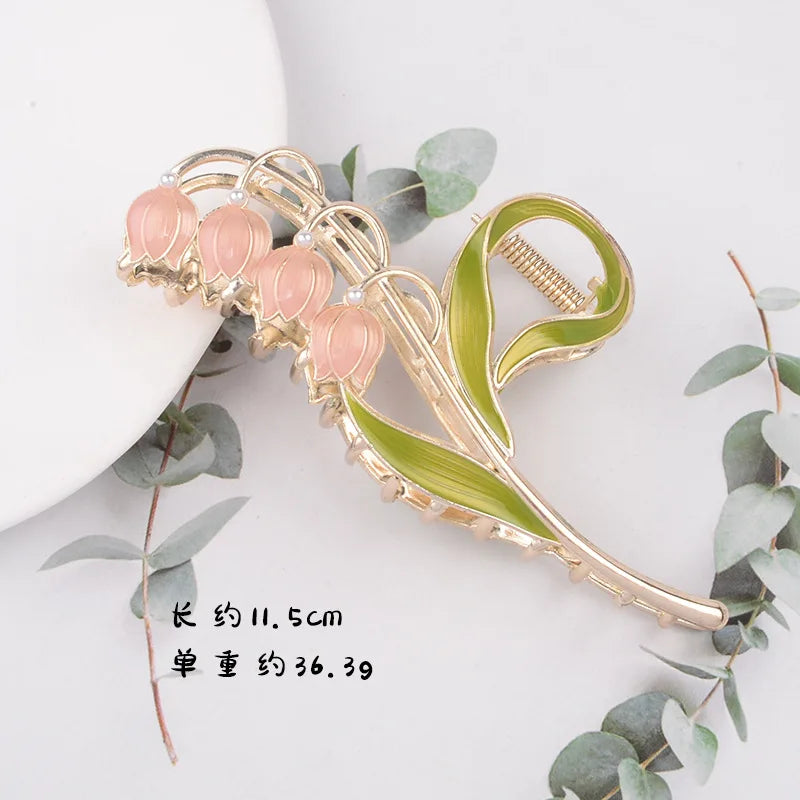 New Women Metal Hair Claw Elegant Gold Flowers Hair Clips Barrette Crab Headband Ponytail Clip Headwear Fashion Hair Accessories