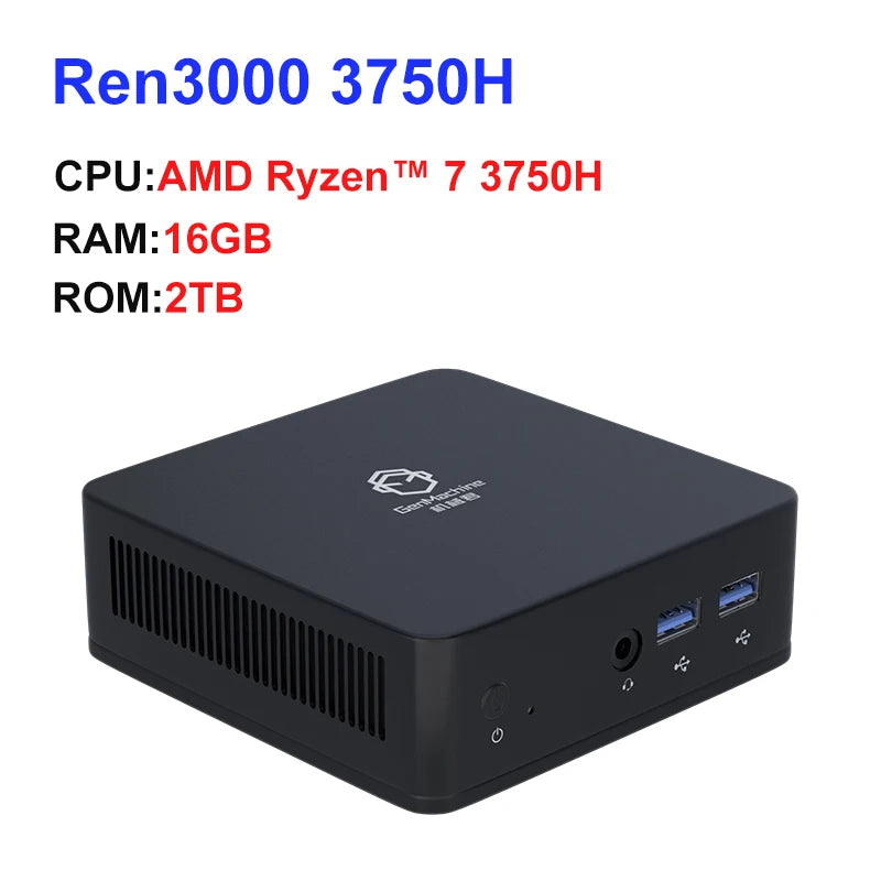 GenMachine New Mini PC AMD Ryzen 7 3750H CPU Windows 10/11 DDR4 Ren3000 3750H Desktop USB WIFI 5 1000M AMD NUC Gaming Computer