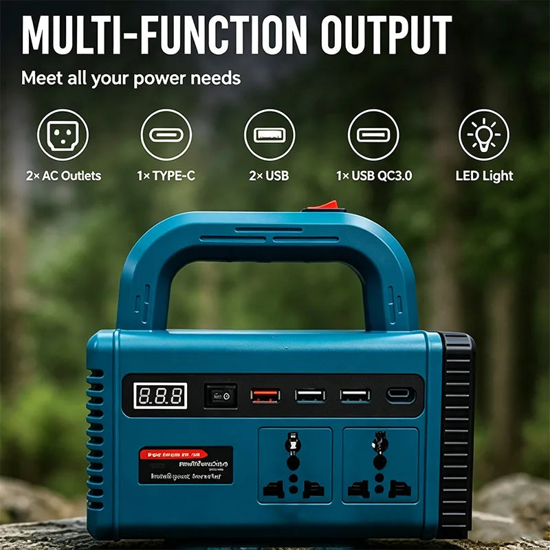 Lithium Battery Portable Inverter Power Station Multi-Function Handheld Generator Light Emergency Backup Power For Makita