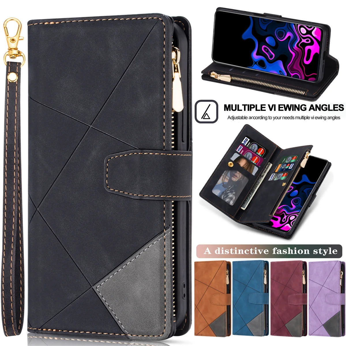 Flip Leather Case For XiaoMi 14T 13T 12T 11T 11 Lite Redmi Note 15 14 13 11S 12 Pro Plus Zipper Card Slot Wallet Bag Cover
