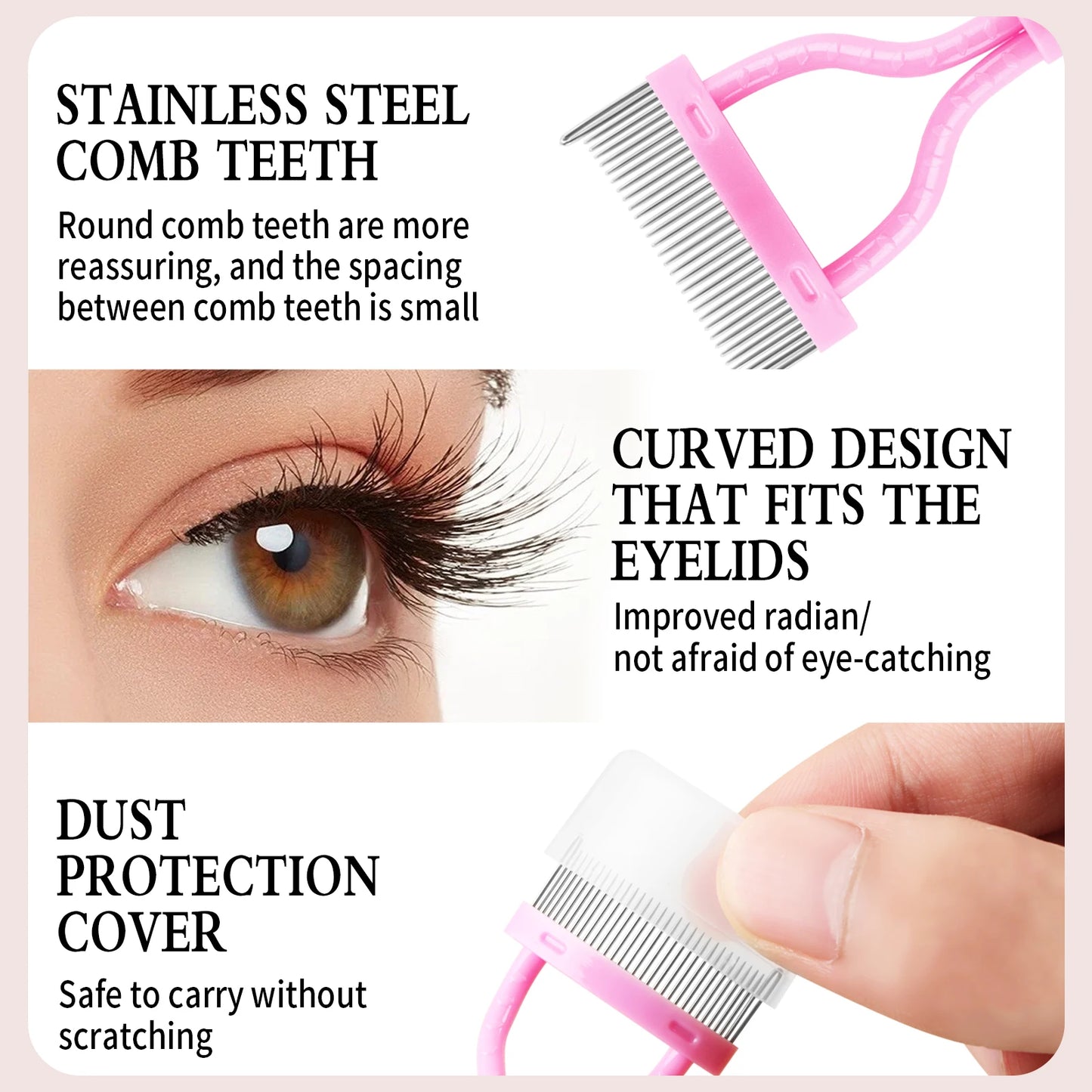 3pcs eyelash set - women's eyelash separator, eyelash curler, mascara, makeup wand, curling eyelashes, clear makeup tools