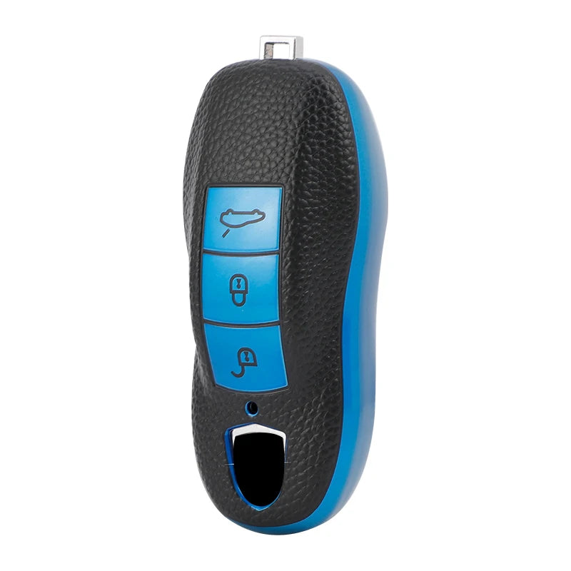 For Porsche Panamera Boxster 986 987 981 Cayenne 911 996 Macan Leather TPU Car Smart Key Case Cover Shell Keychain
