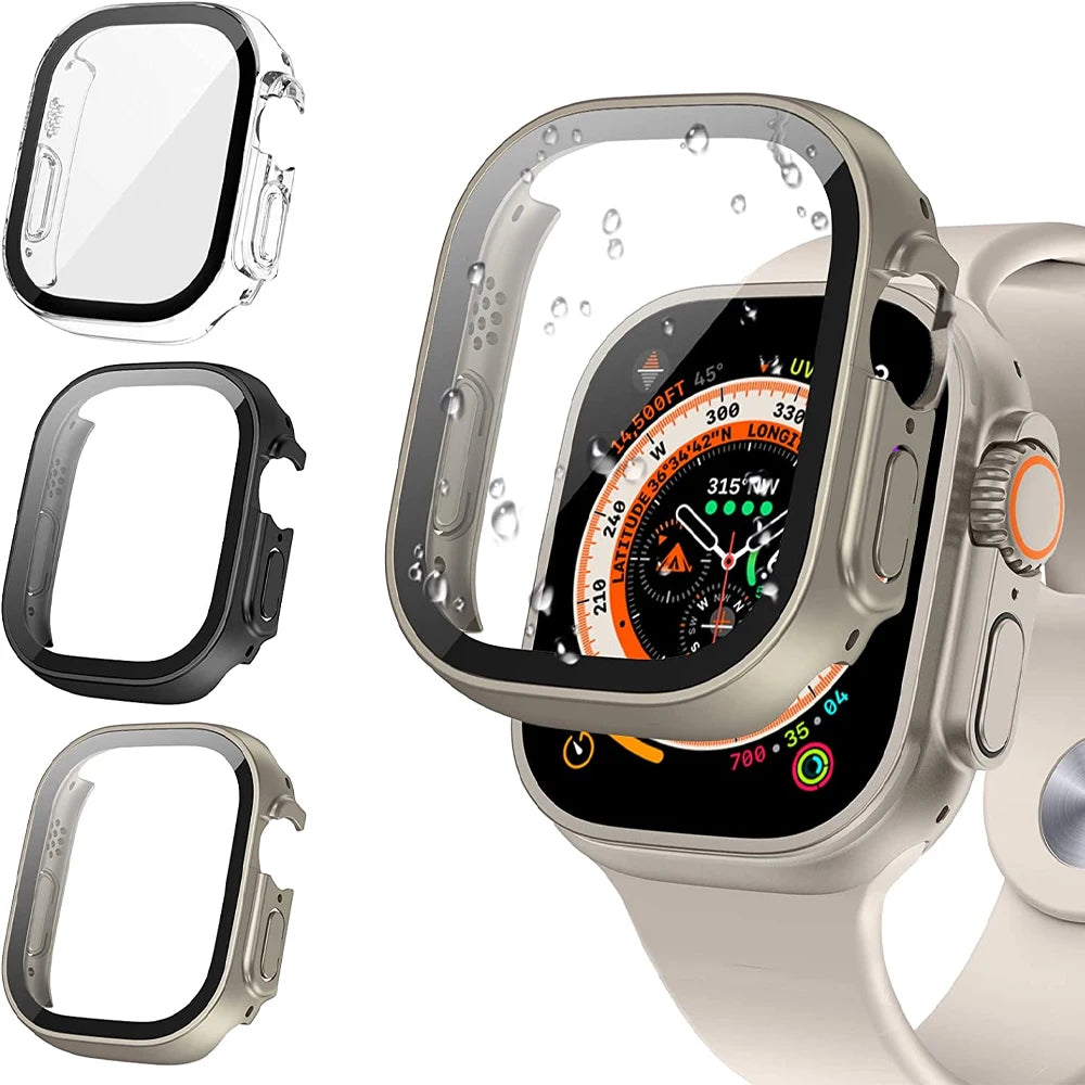 Cover For Apple Watch Ultra 2 3 Case 49mm Accessories PC Shockproof Bumper+Tempered Glass Screen Protector iwatch Series Ultra3