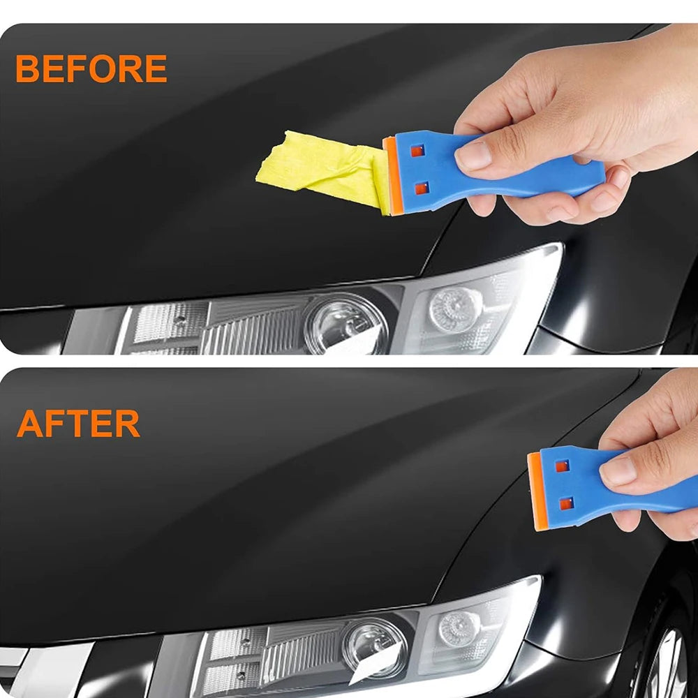 ALIWRAP 100pcs Spare Double Edged Plastic Razor Blades For Scraper Car Wrap Stickers Labels Glue Remover Window Glass Cleaning