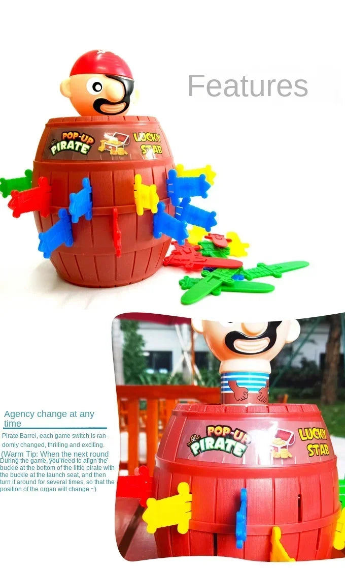 Big Knife Insertion Pirate Bucket Uncle Wooden Bucket Uncle Sword Insertion Creative Trick Table Game Pirates Bring 24 Swords
