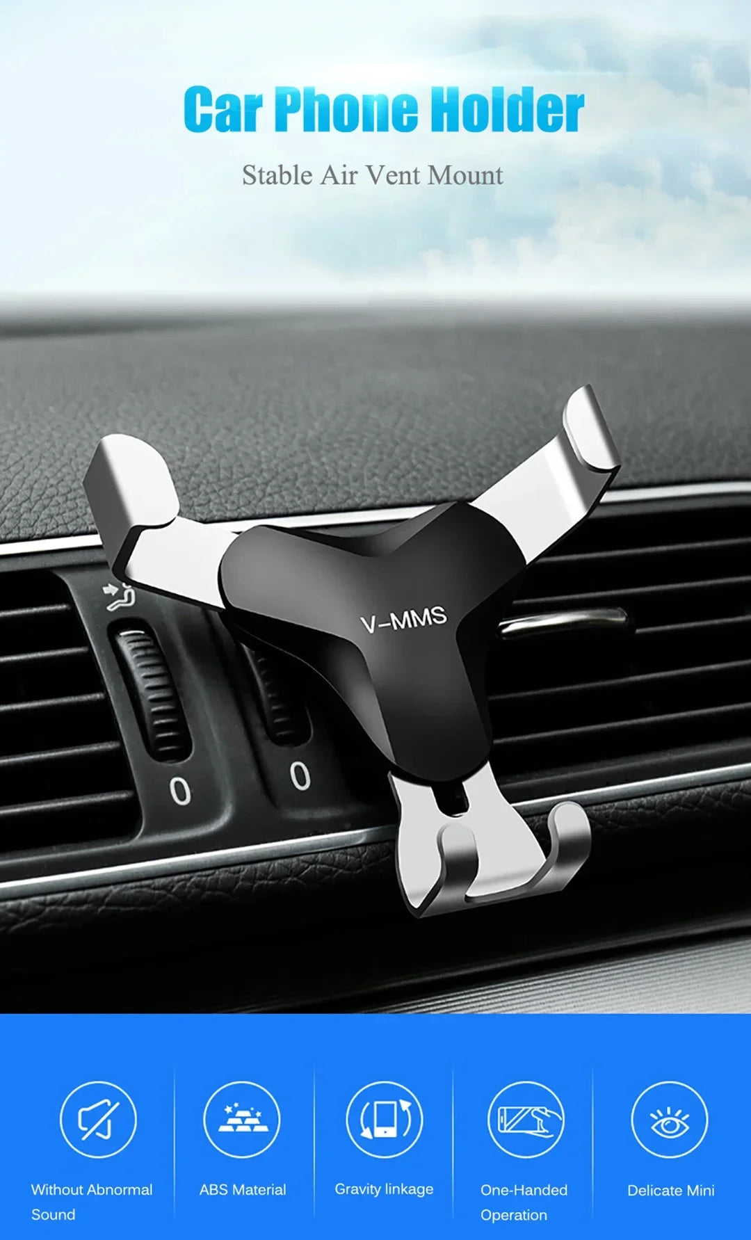 Gravity Car Holder Auto Air Vent Mount Clip Bracket Cell Holder No Magnetic GPS Mobile Phone Stand for IPhone 14 13 Samsung