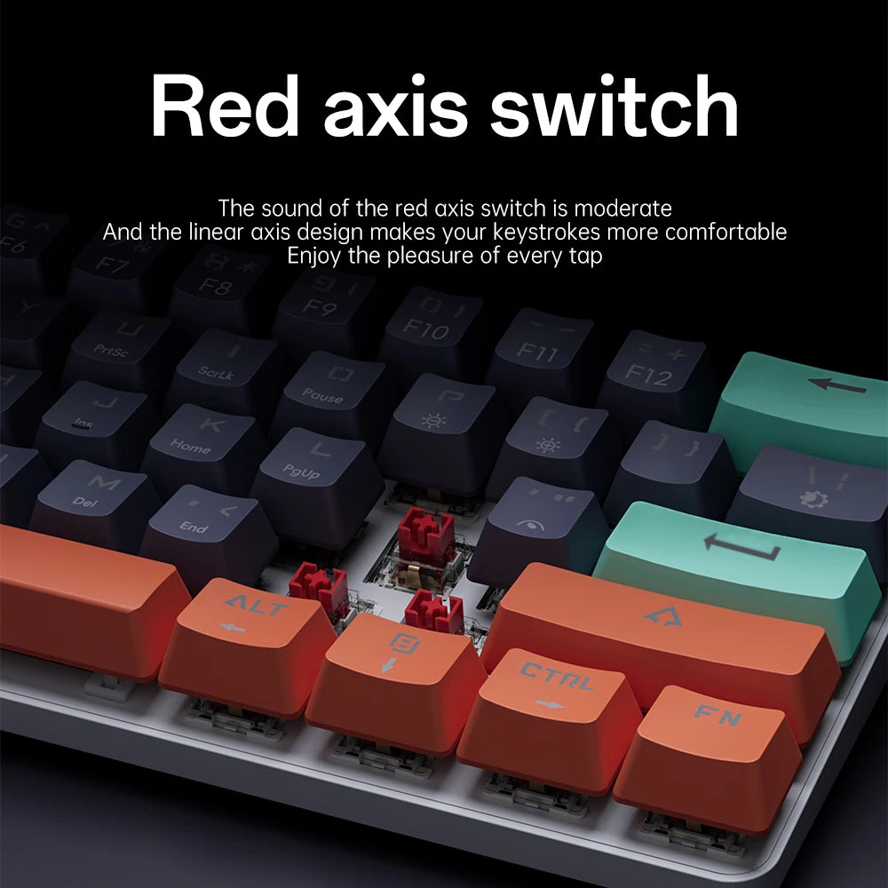 MUCAI 61 key mechanical keyboard mini portable practical red axis wired hot swappable RGB cool effect