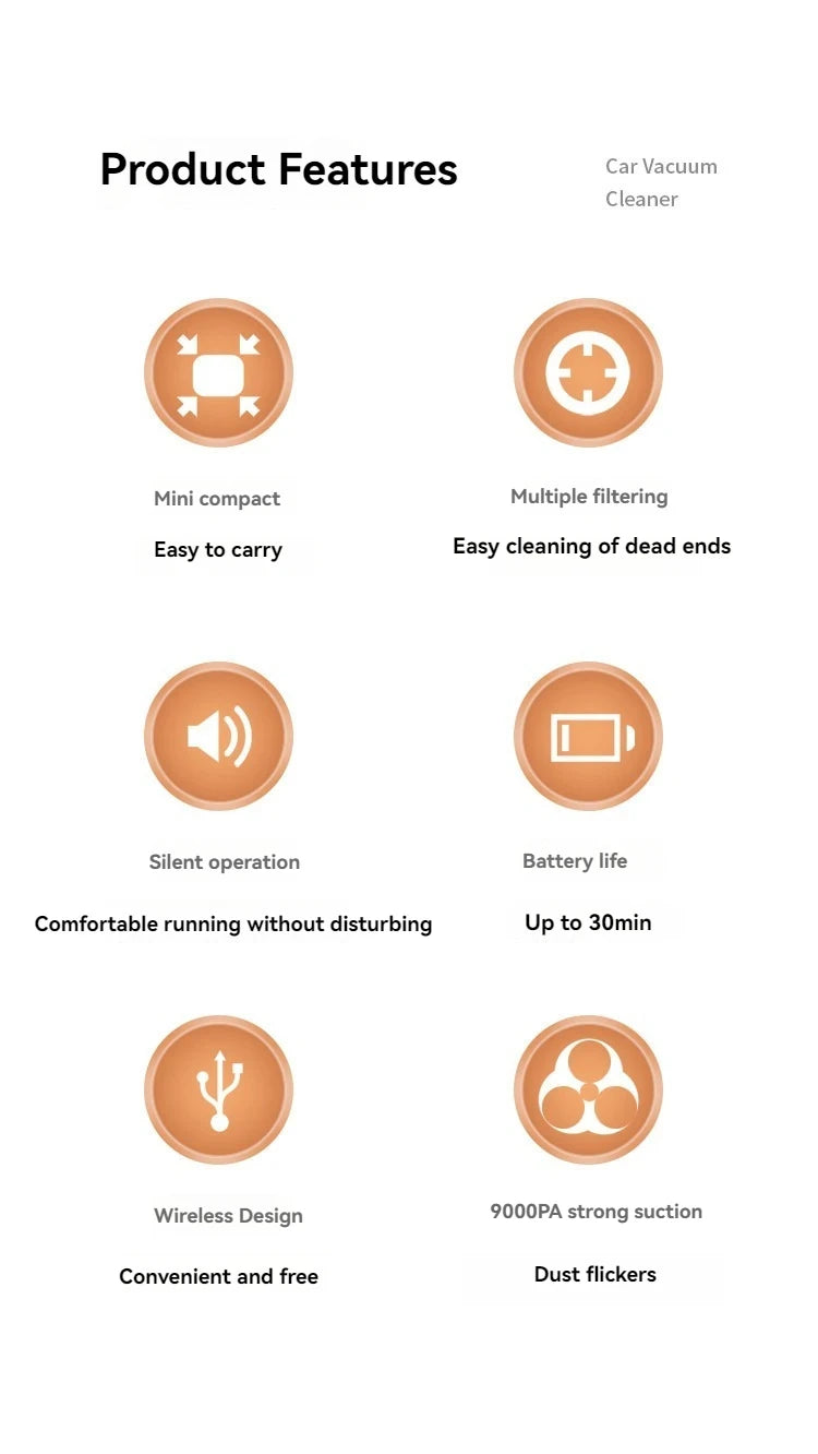 Mini  Vacuum  Ultra  High  Power  Wireless  Portable  Handheld  Car  Vacuum  Cleaner  Car  Cleaning  Accessories