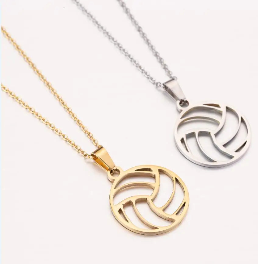 Stainless Steel Necklaces Beach Volleyball Hollow Ball Pendant Chain Collar Fashion Necklace for Women Men Jewelry Party Gifts