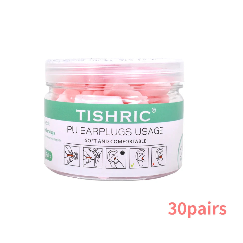 TISHRIC Earplugs Soft Sponge Ear Plugs Noise Reduction Sleeping Earplug  Travel Noise Reduction Rate 35.5db Sound Insulation
