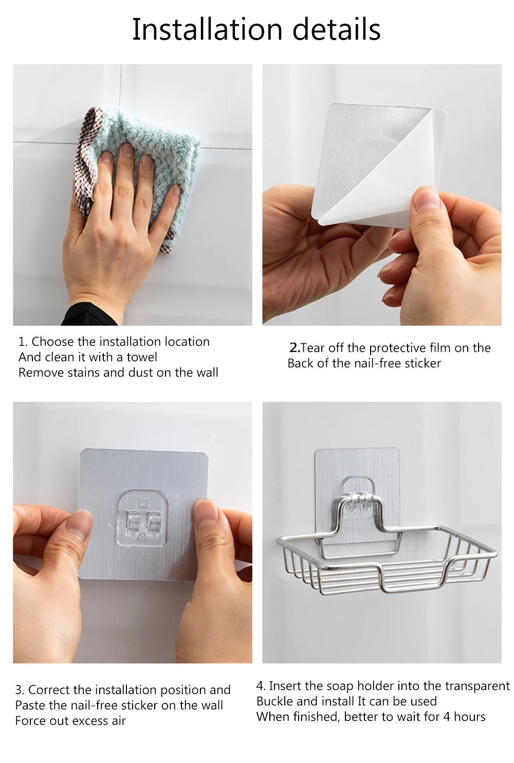 Soap Rack Wall Mounted Soap Holder Stainless Steel Soap Sponge Dish Bathroom Accessories Soap Dishes Self Adhesive