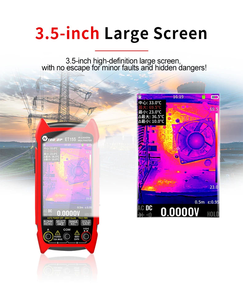 256*192 Industrial Thermal Camera 3.5Inch PCB Thermal Imager with 19999 Counts Multimeter Circuit Board Electrical Inspect