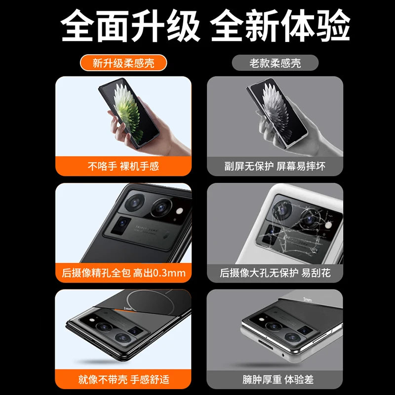For Magsafe Ultra Thin Frameless Case For Tecno Phantom V Fold2 V Fold Frosted Wireless Charging Hard PC Shockproof Back Cover