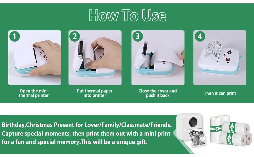 Mini Printer Paper Thermal Sticker Paper Self-adhesive Printer Paper Photo Printer Labels For T/M02 Photos thermal printer paper