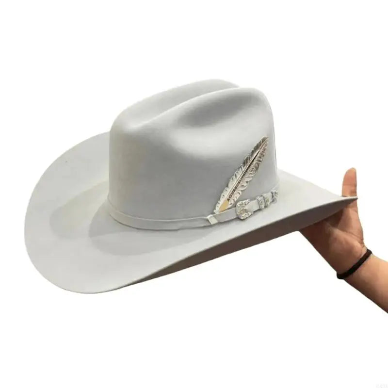 Elegant Wool Fedoras Hat For Men And Women White Gentleman Breathable Unisex Hat For Outdoor Event 6XDA