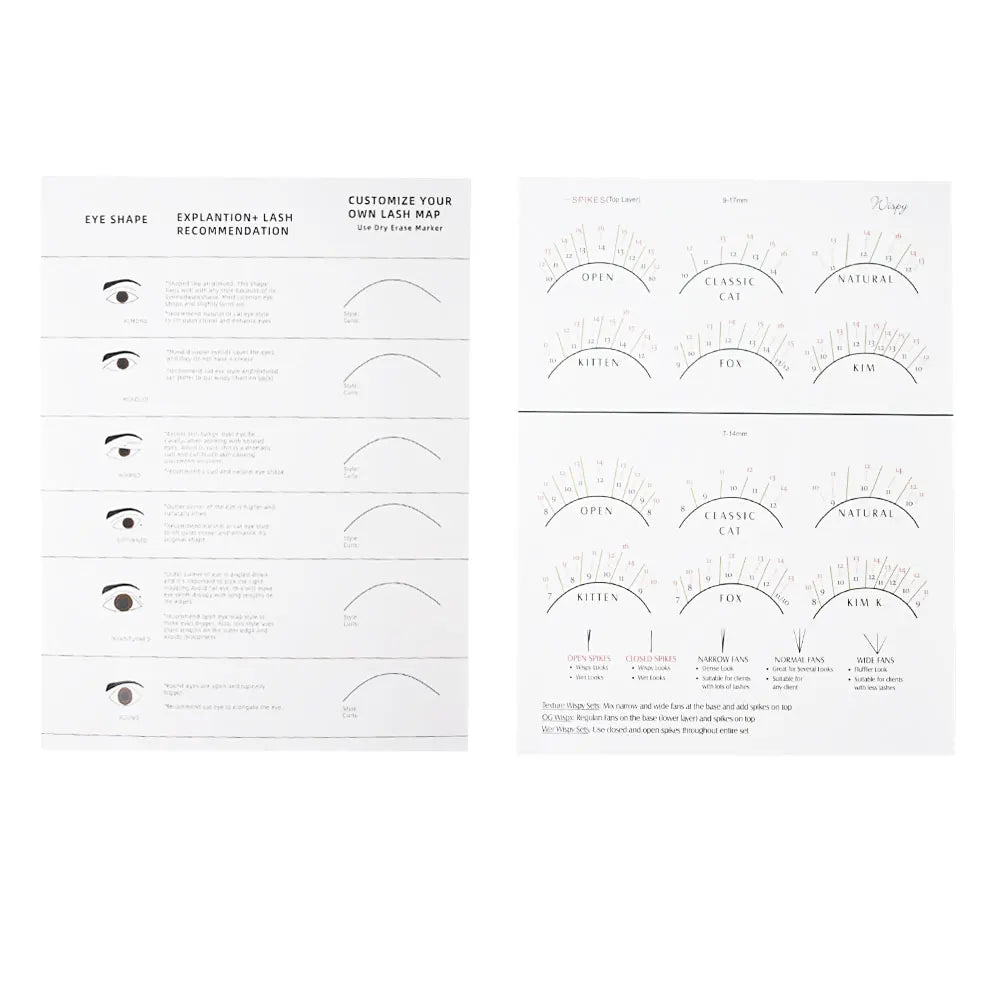 Bundle Beginner and Wispy Eye Shape Lash Map Charts School Practice Training for Fake Eyelashes  Wholesale