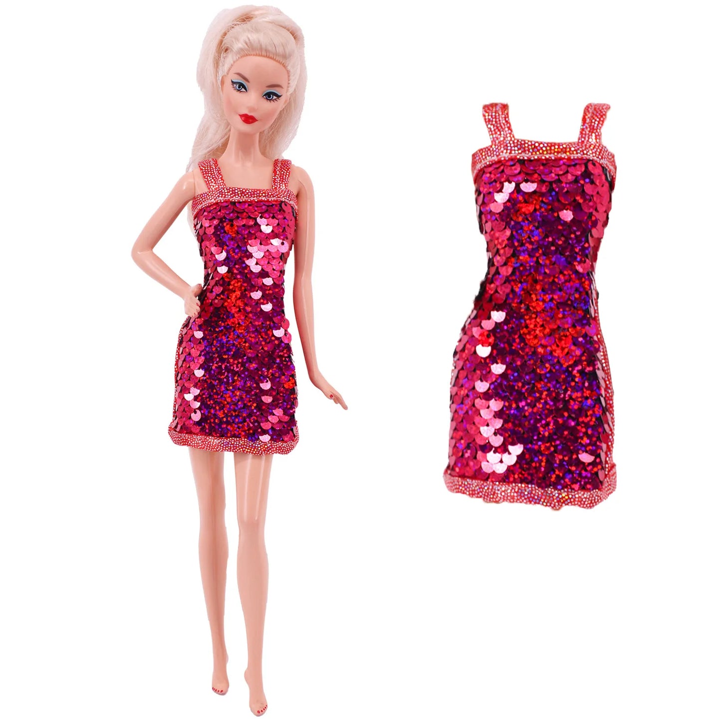 Flash Skirt Doll Dress For Barbie Clothes Accesories BJD Blyth 1/6 Dollhouse Miniature Items Toys For Girls