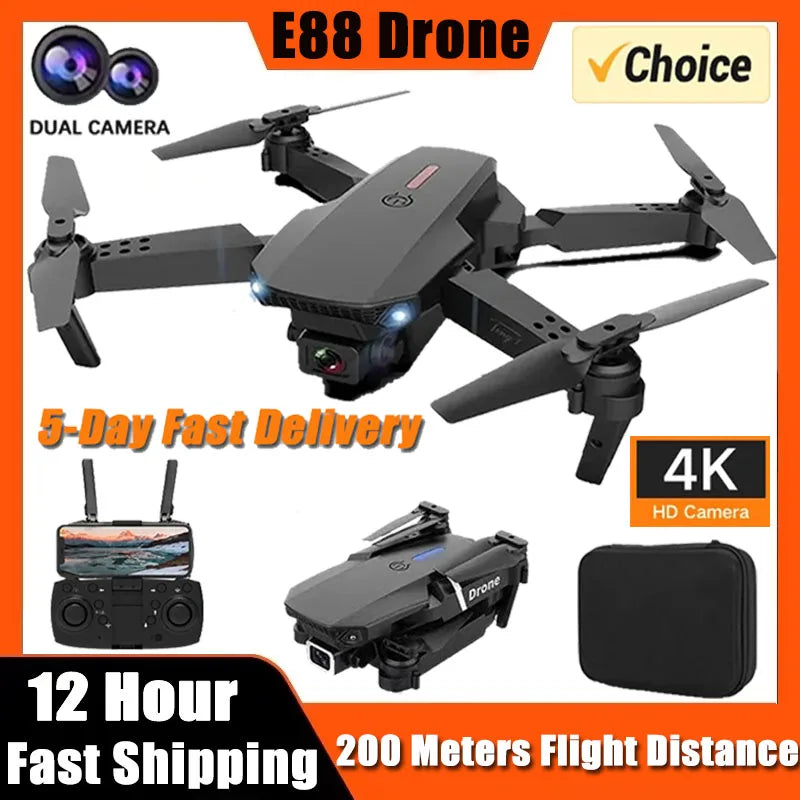 2024 E88Pro RC Drone 4K Professinal With 1080P Wide Angle HD Camera Foldable Helicopter WIFI FPV Height Hold Gift Toy