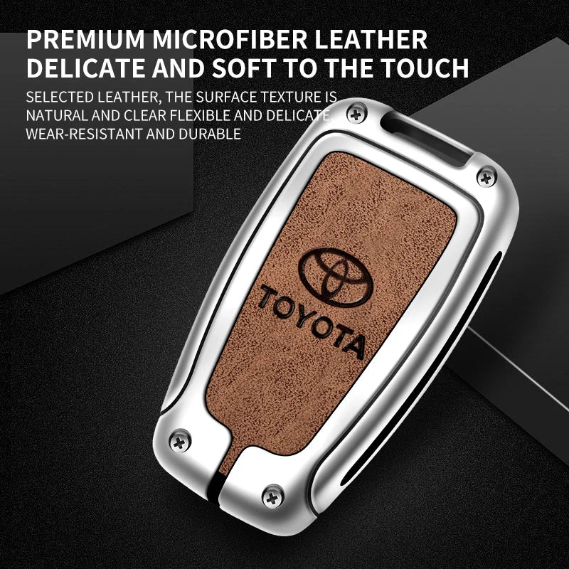 Zinc Alloy Leather Car Smart Remote Key Case Cover Shell For Toyota Corolla Prius Camry CHR C-HR RAV4 Altis Land Cruiser Prado