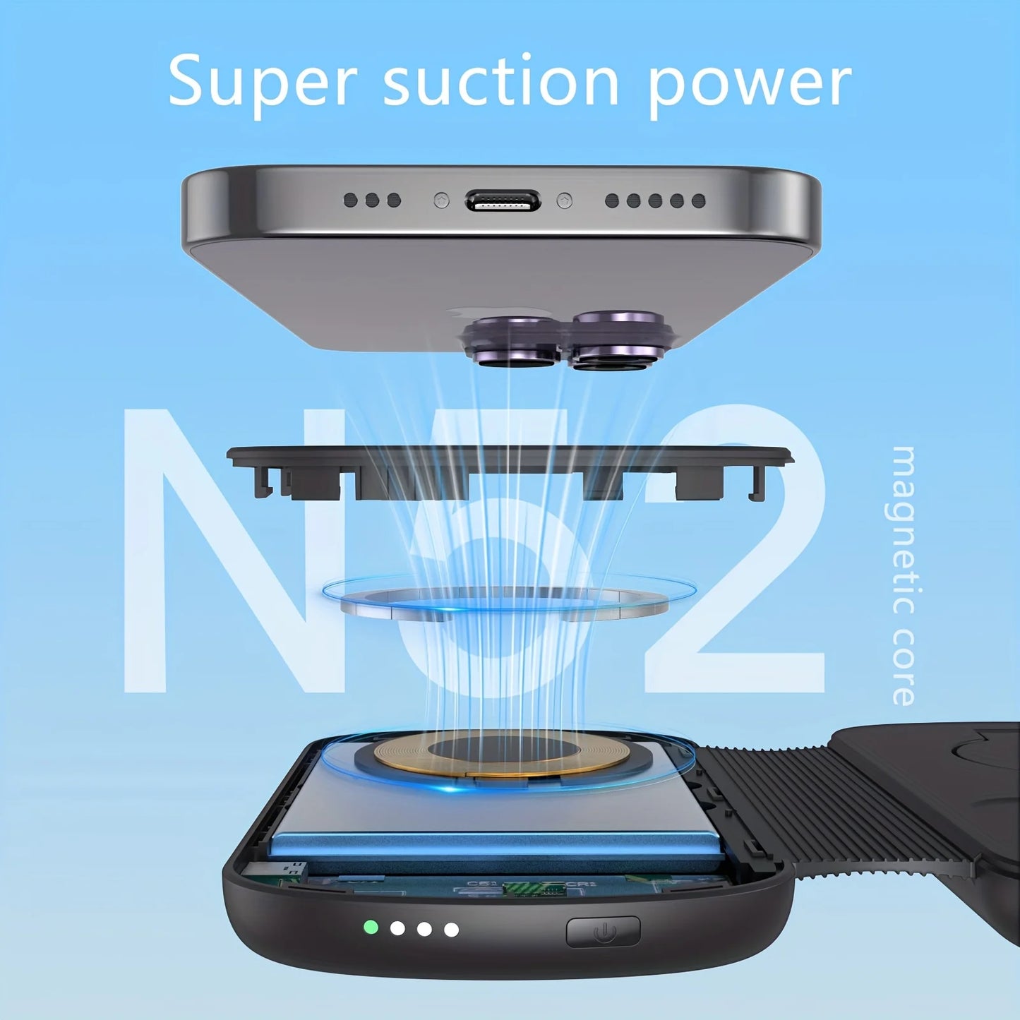 Foldable 5000mAh Magnetic Wireless Power Bank Portable Charger with Stand for iPhone Watch AirPods Fast Charging