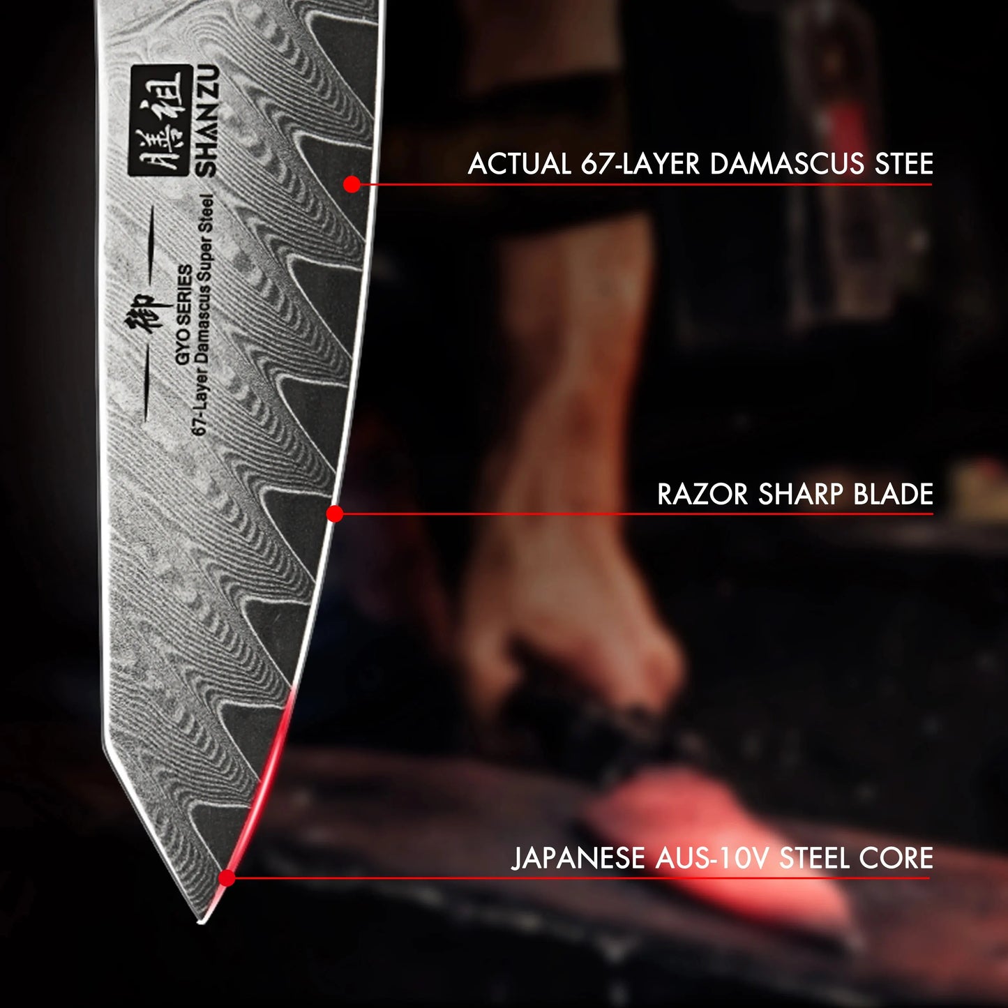 Shan Zu Damascus Paring Knife Sharp 9.3cm Vegetable Knife Kitchen Knife, Japanese Damasucs Steel 67 Layer Damascus Steel