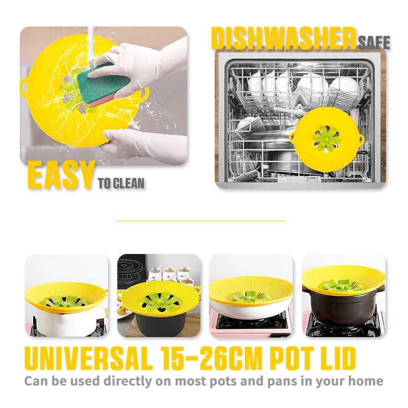 Silicone Boil Over Spill Safeguard Food Grade kitchen Stopper Lid Cover for pot and pan silicone Pot Cover Spill Stopper Lid