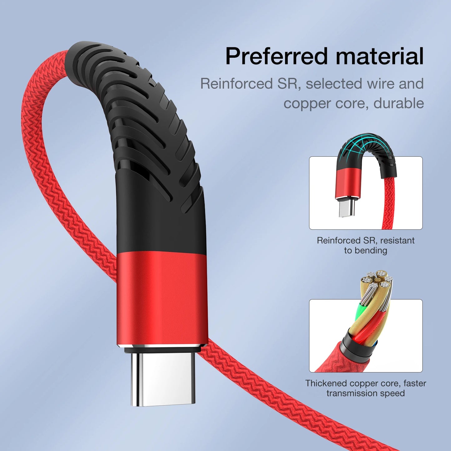 USB Type C Cable for Samsung S10 S20 S21 S22 3A Fast Charging Type-C Phone Charge Wire USB C Cable for Xiaomi Redmi note 11 3M