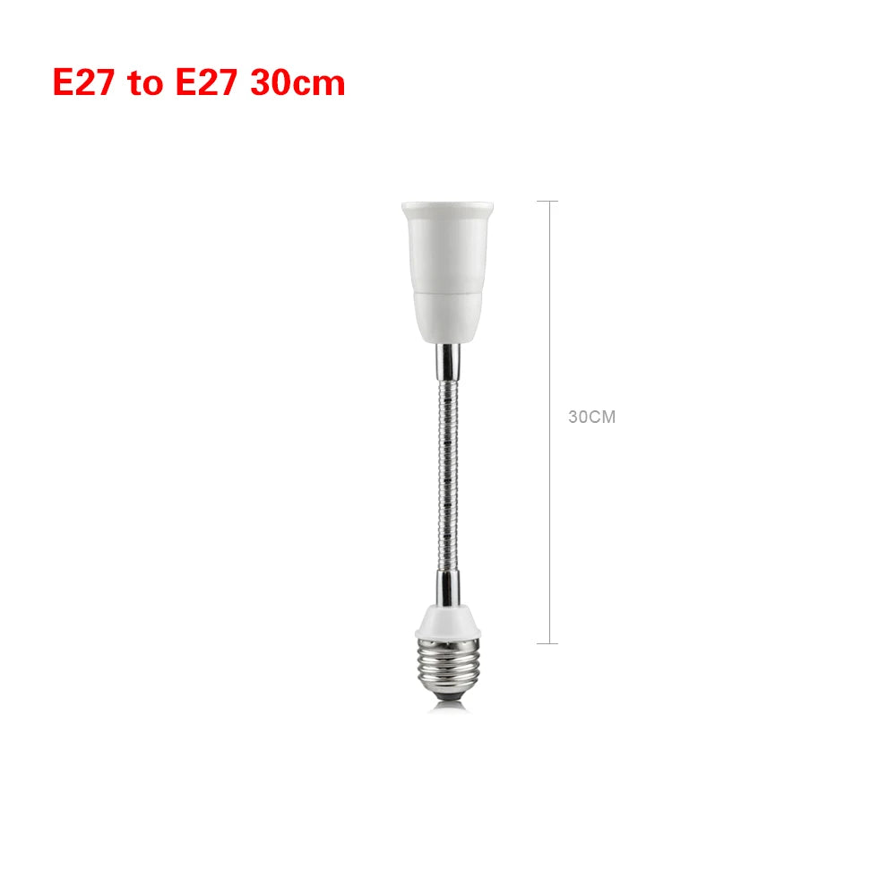 20CM 30CM 40CM 50CM 60CM Flexible E27 to E27 LED Bulb Extension Lamp Holder Light Socket 110V-220V LED Lamp Holder Converter