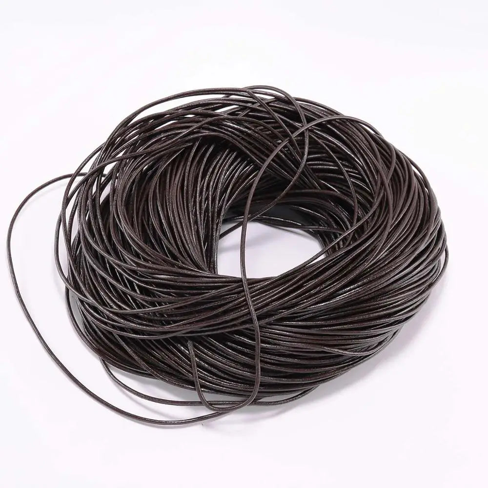 5 Meters/Lot 1-6mm Genuine Cow Leather Round Thong Cord DIY Bracelet Findings Rope String For Jewelry Making