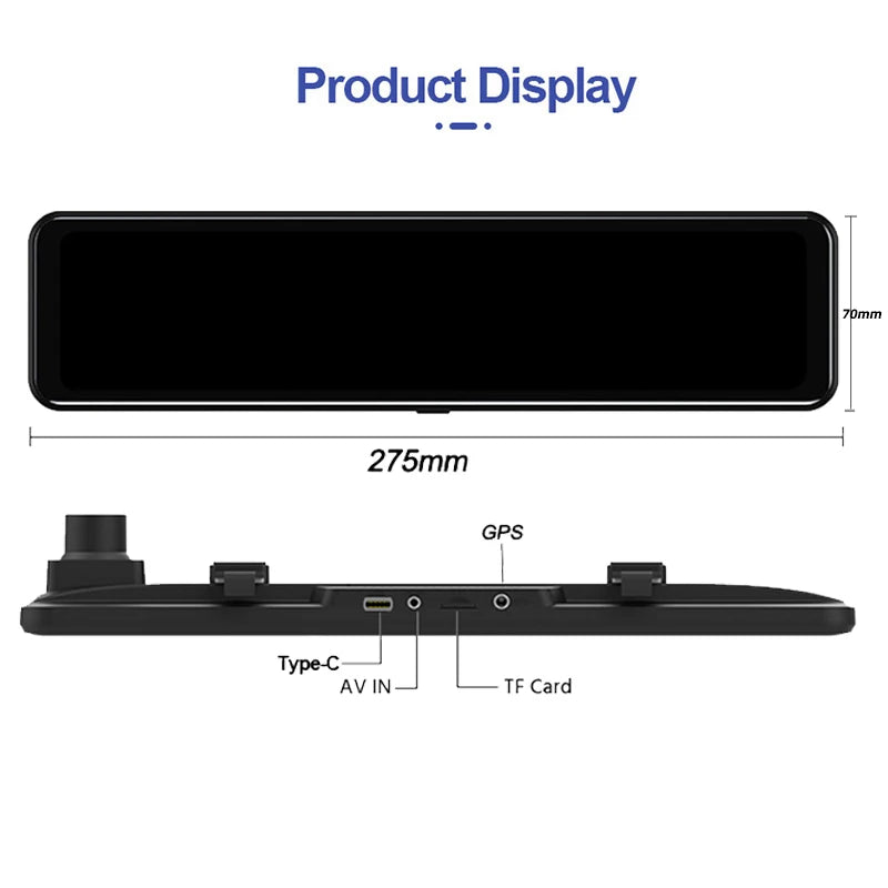 ACCEO 4K WIFI Dashcam 12Inch Car DVR RearView Mirror Recorder Dash Cam Support 1080P Sony Black Box Rear View Camera Acesssories