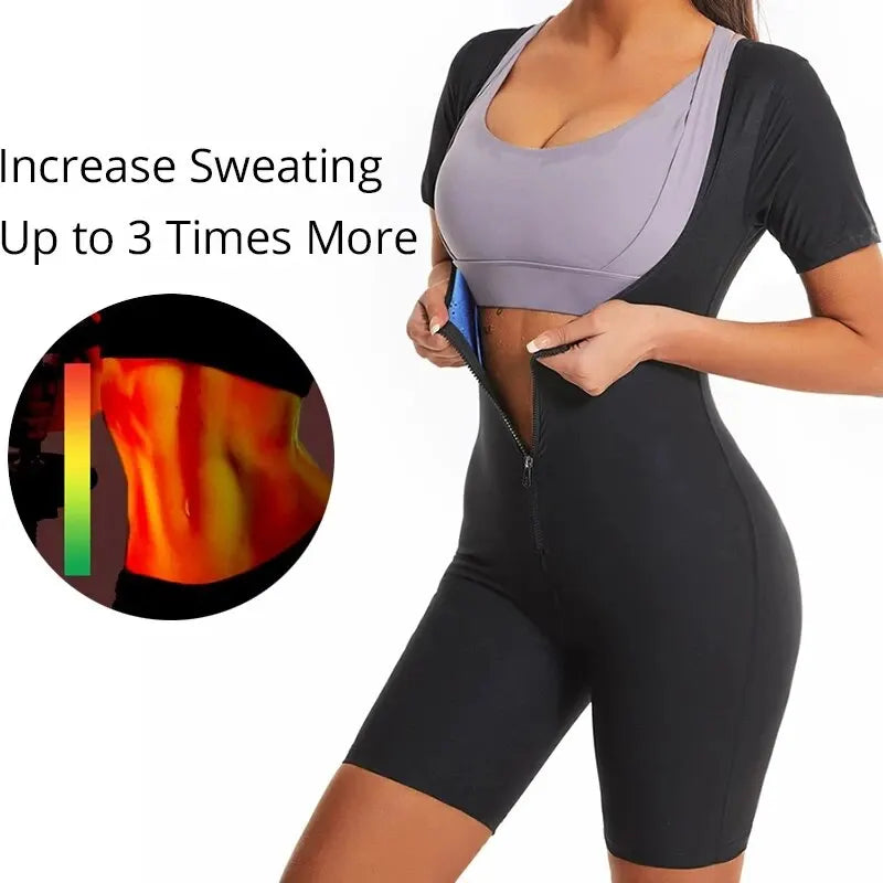 YBFDO Women High Compression Bodysuit Shapewear Fitness Girdles Sauna Sweat Suits Belly Slimming Sheath Weight Loss Body Shaper