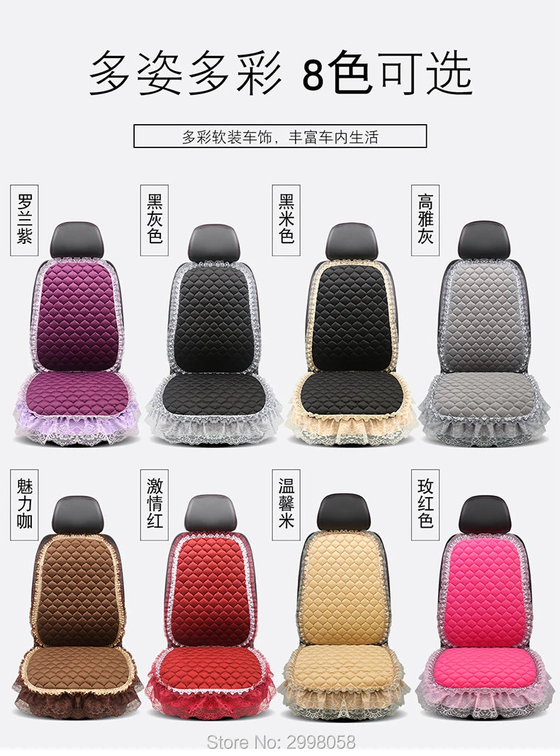 Winter Warm Plush Car Seat Cover Velvet Lace Seat Cushion Pad Auto Chair Car Seat Protector For Lady Girl Women