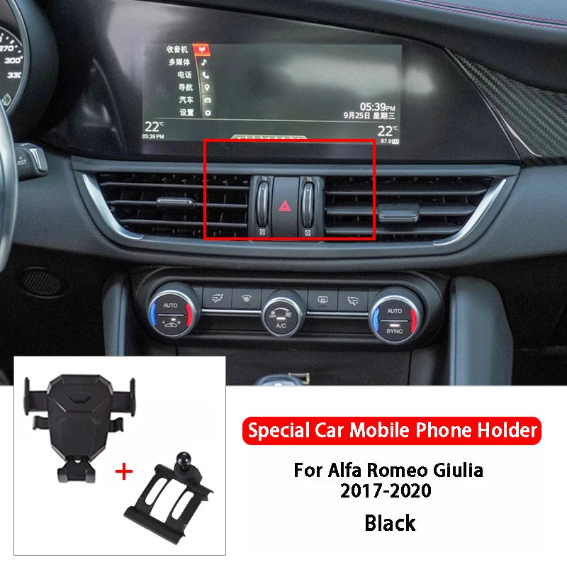 Car Mobile Phone Holder For Alfa Romeo Stelvio Giulia 2017-2020 Car Styling Dashboard Air Vent Mount Bracket Cell Phone Holder