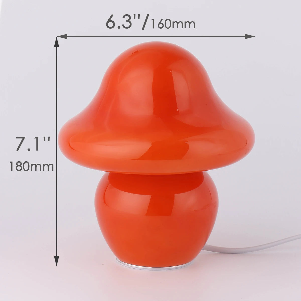 Mushroom Lamp Orange Glass for Bedrooms, Living Room, Aesthetic Cute Bedside Night Light