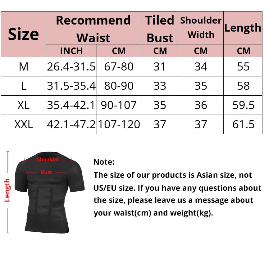 YBFDO Men Body Shaper Slimming Compression Shirts Waist Trainer Weight Loss Shapewear Abdomen Tight Fitting Undershirt Tops