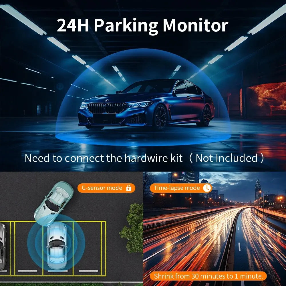 KAWA 4K Dash Camera for Car DVR Sony IMX415 Rear View Video Recorder DVR Voice Control GPS 24h Parking APP WiFi Control Dashcam