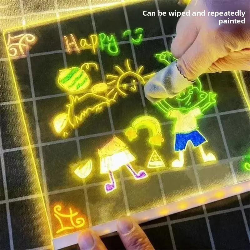 DIY Acrylic Board with Colors Pens LED Note Board Luminous Blackboard Wordpad LED Drawing Board Kid Drawing Toys with Night Ligh