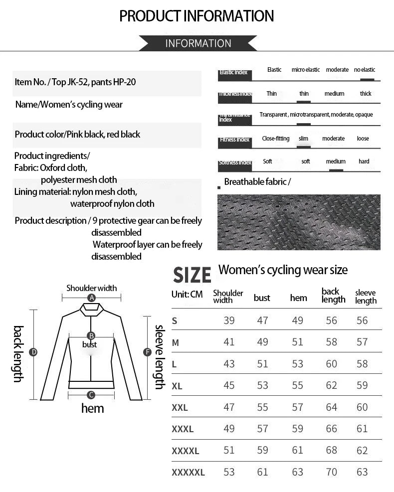 Motorcycle riding wear summer female waterproof motorcycle suit set slim-fit anti-fall four seasons racing clothing