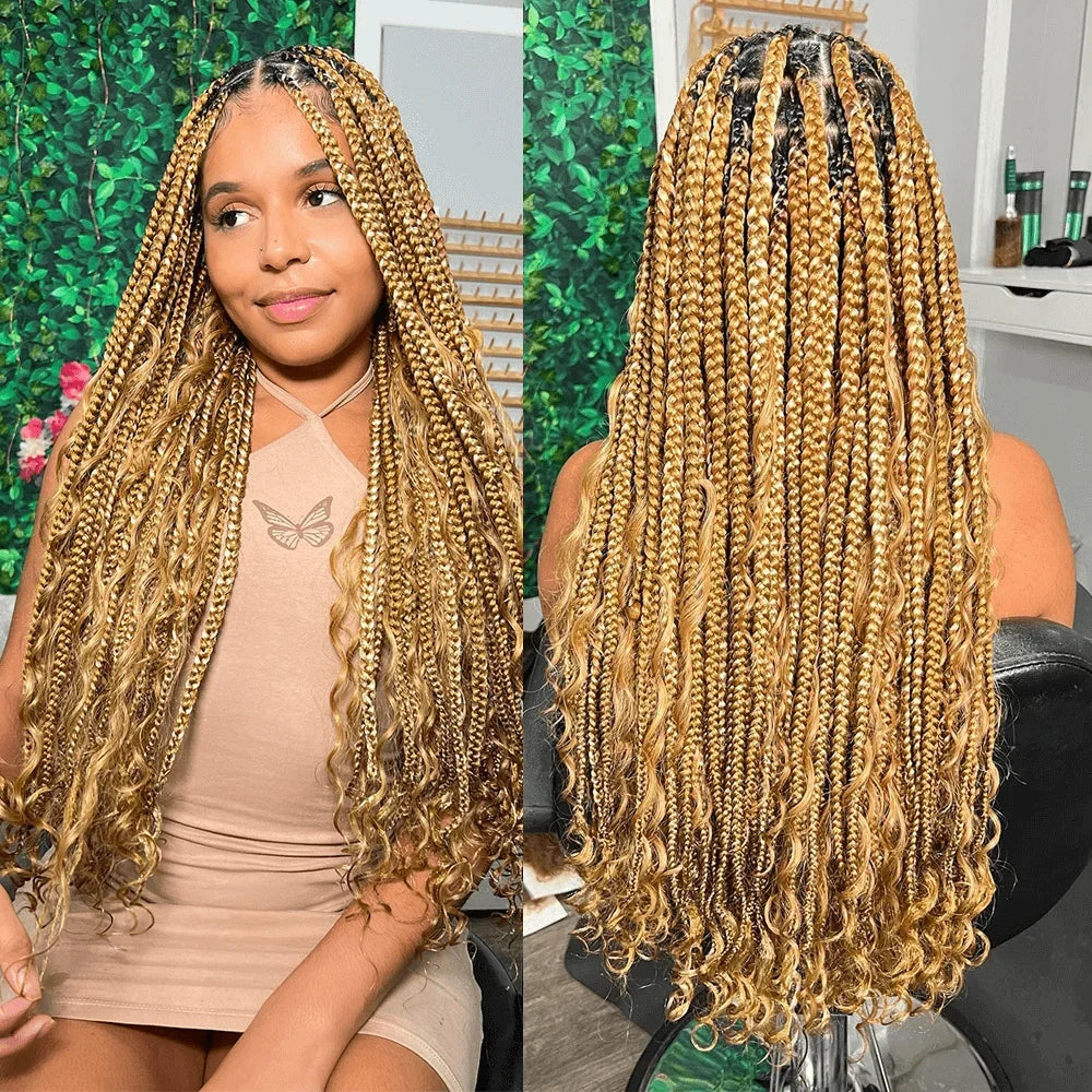 Boho Braids Human Hair Curly Bulk Hair For Braiding Burgundy No Weft Curly Hair Bundles Honey Blonde for Boho Braid Hair