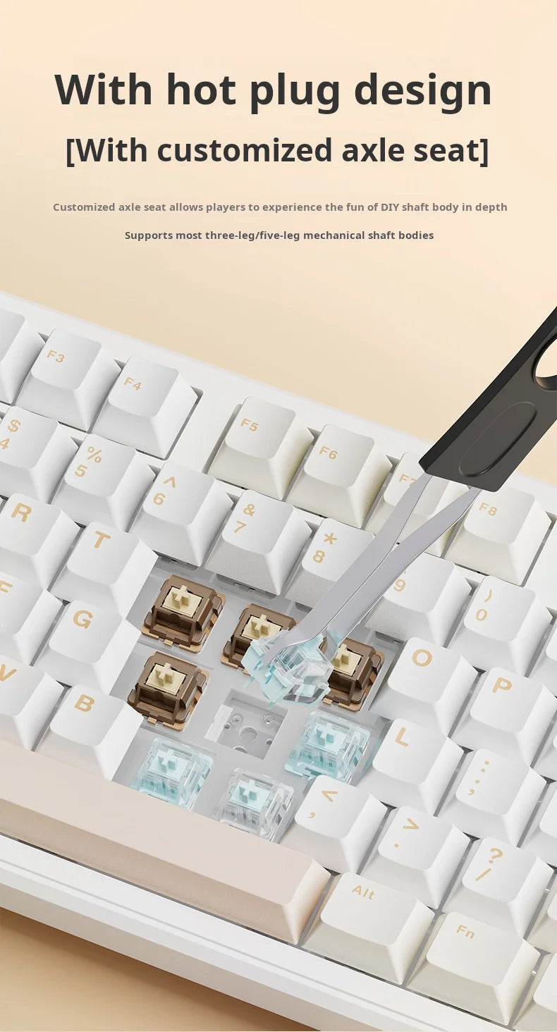 AULA F108pro Mechanical Keyboard Three-mode Bluetooth /2.4G/ Wired Customized Full-key Hot-swapable Gasket Structure RGB Light e