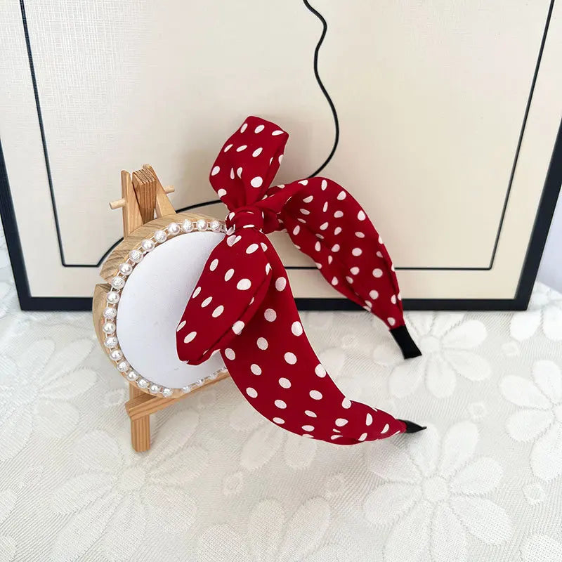 2024 Fashion Trend Women Wide Headband Bow Knot Cross Sweet Korean Style Polka Dot Hairband Cute Hair Hoop Headwear Headdress