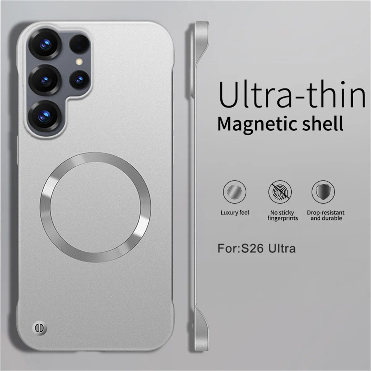 Ultra Thin PC Frameless Magnetic Phone Case for Samung S26 Ultra S25 Edge S24 FE S22 S23 Plus A56 A55 for Magsafe Matte Cover