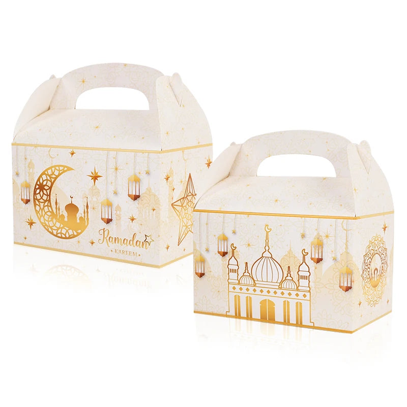 4/20Pcs Ramadan Gift Box 2025 Islamic Muslim Party Biscuit Candy Snack Packaging Boxes Bags EID Mubarak Home Decoration Supplies