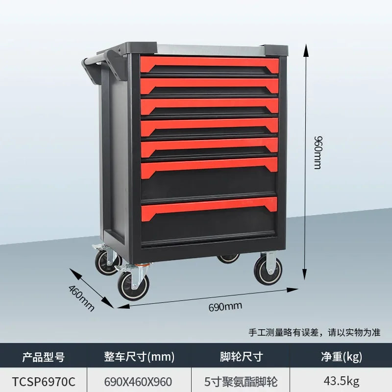 2025 hot saleAuto repair tool cart Drawer type parts cabinet Mobile trolley Hardware storage cabinet Heavy tool cabinet Cross-bo