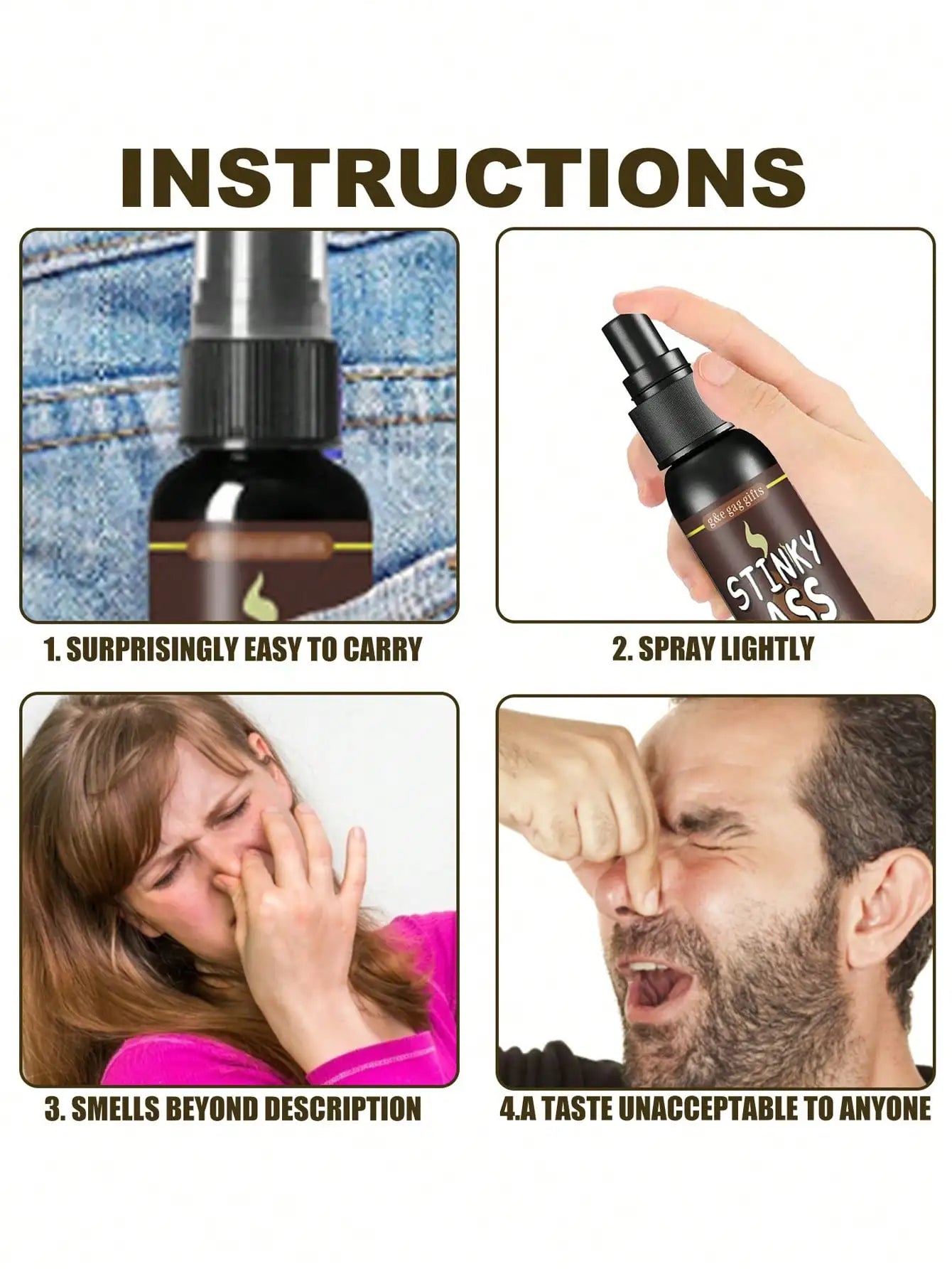 Prank Stink Spray & Fake Poop Bomb, Long Lasting Smell Gag Toy, Funny April Fools' Day Pranks Stress Relief Toy
