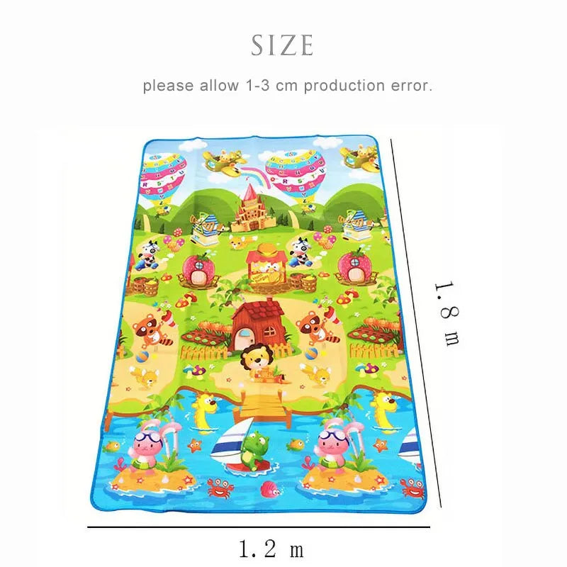 Baby Play Mat Doubel Sided Animals Kids Rug Educational Toys for Children Soft Floor Toddler Crawling Carpet Game Activity Gym