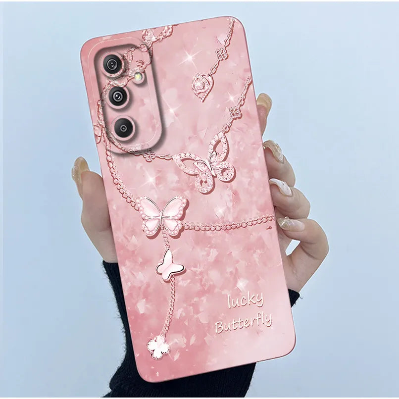 For Samsung Galaxy M34 M35 5G F34 5G Simplicity Flowers Liquid Shockproof Silicone Soft Phone Cover For SamsungM34 5G Case
