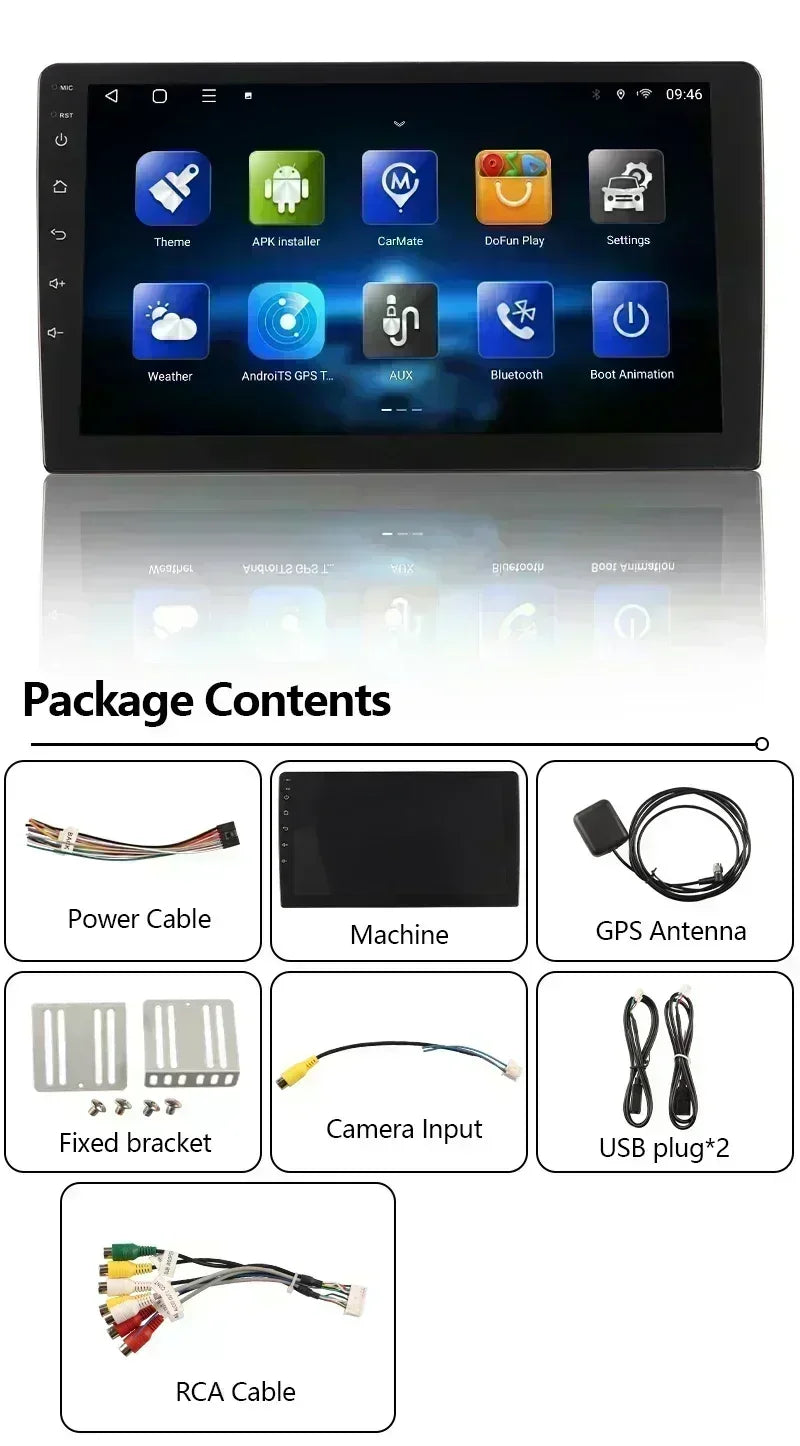 BOSSCAR Car Radio 7"9"10"Multimedia Video Player Android Universal Carplay Rearview Camera Wireless FM GPS Bluetooth Autoradio